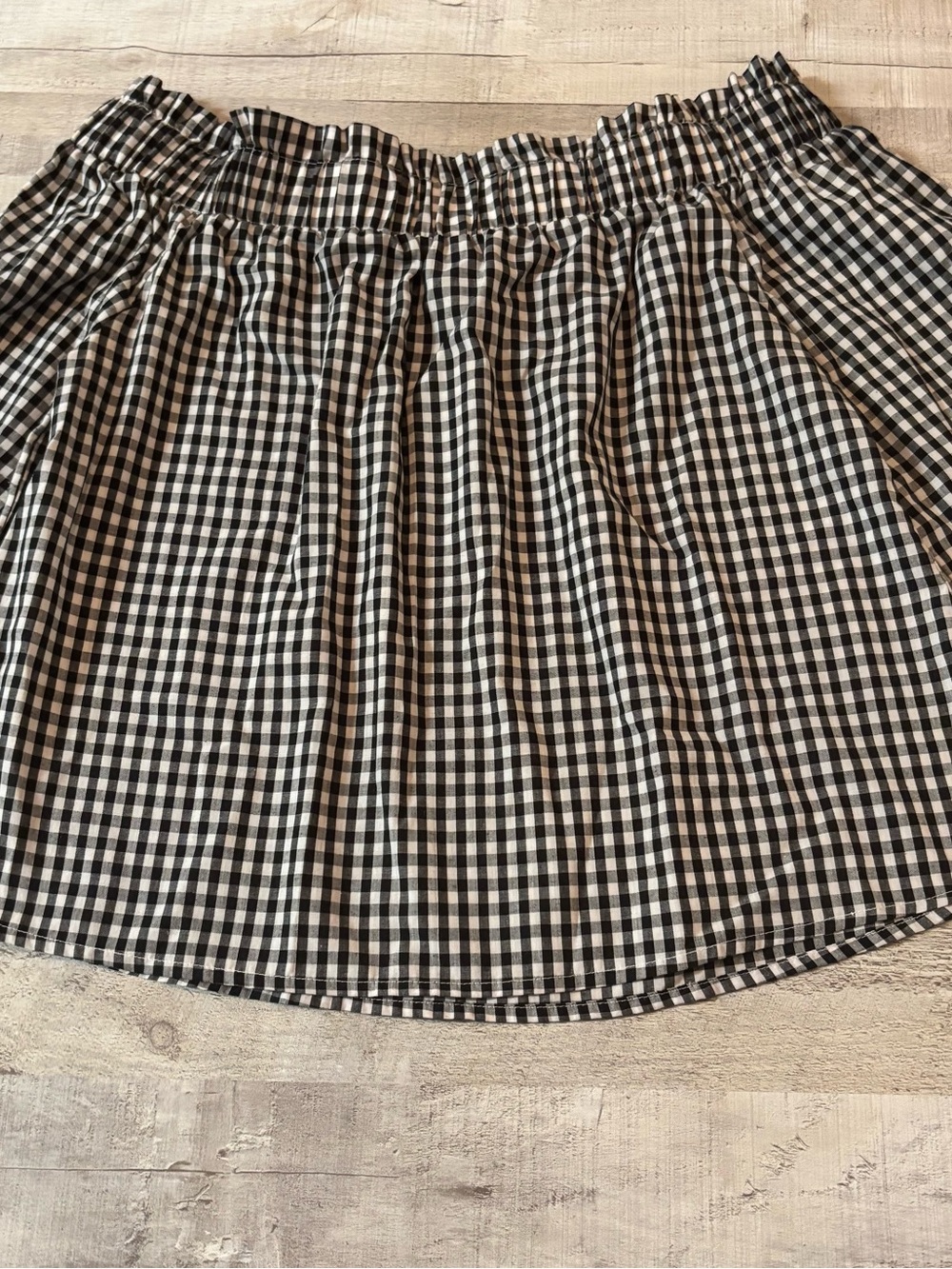 Black & White Gingham Elastic-Waist Circle Skirt